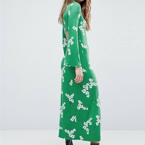 ASOS floral green maxi with back cut outs